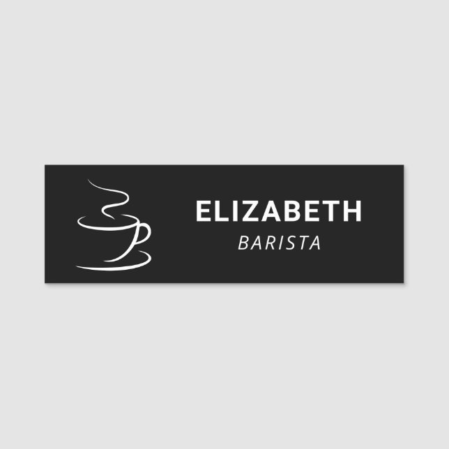 Coffee Shop Logo Black Name Tag (Front)