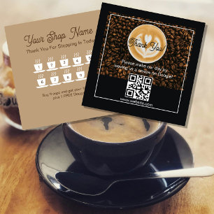Coffee Shop Loyalty Card   Cafe Rewards Punch Card