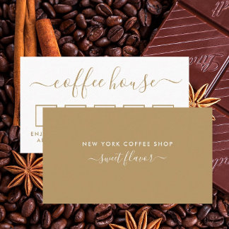 Coffee Shop Loyalty Card - Gold & White