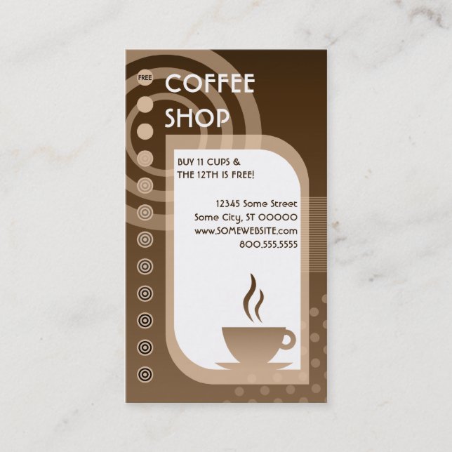 coffee shop loyalty tans card (Front)