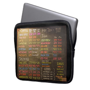Coffee Shop Menu - Electronics or Laptop Sleeve