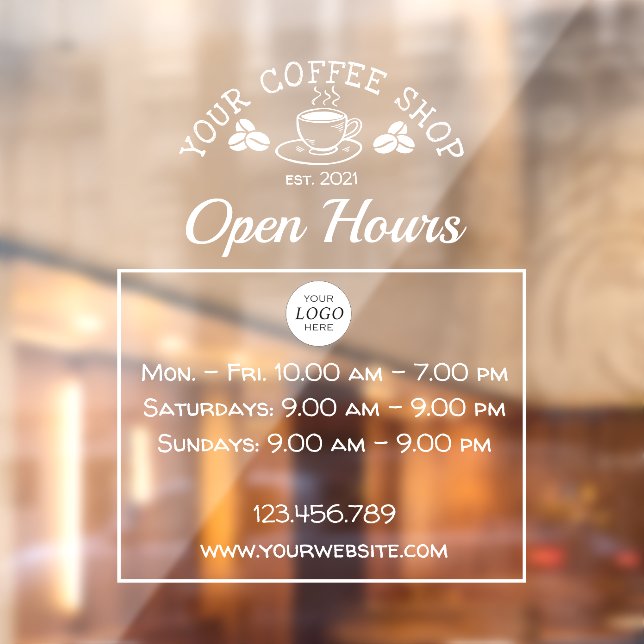 Coffee shop open hours sign with logo (Sheet 2)