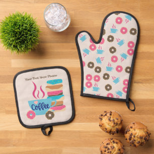 Coffee Shop Oven Mitt & Pot Holder Set