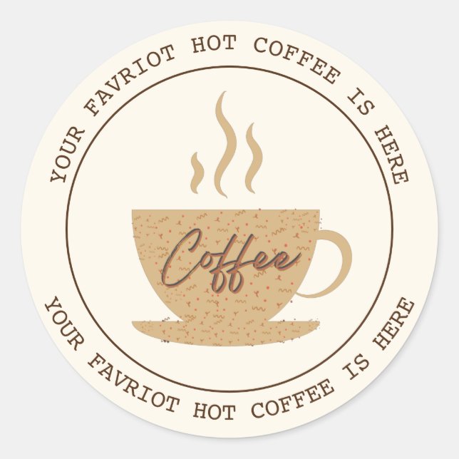 Coffee Shop Professional branded logo  Classic Round Sticker (Front)