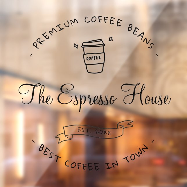 Coffee Shop Professional Cafe Logo Boho Business Window Cling (Sheet 2)
