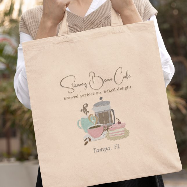 Coffee Shop Retro Quirky Watercolor Tote Bag (Creator Uploaded)