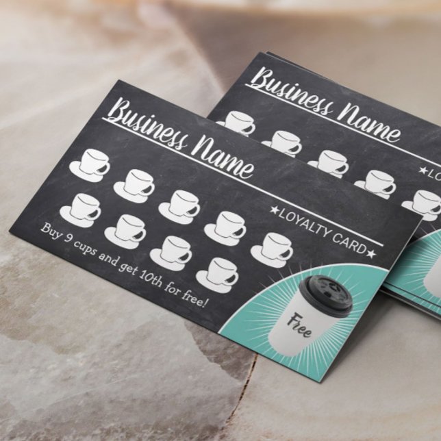 Coffee Shop Rustic Chalkboard 10 Cups Loyalty Card (Creator Uploaded)