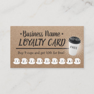 Coffee Shop Rustic Kraft Customer Loyalty Card