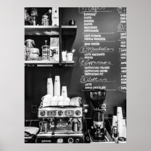 Coffee Shop Scene with Espresso Machine Poster
