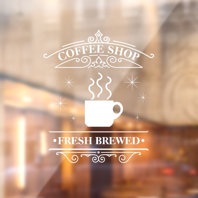 Coffee Shop Scrollwork Frame White ID875 Window Cling (Sheet 2)