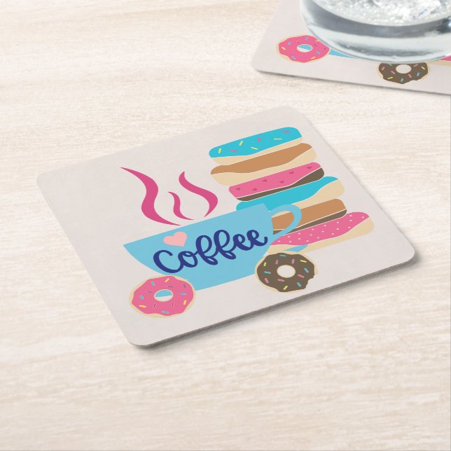 Coffee Shop Square Paper Coaster (Angled)