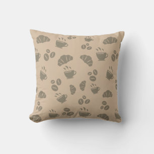 Coffee Shop Style Pattern Throw Pillow