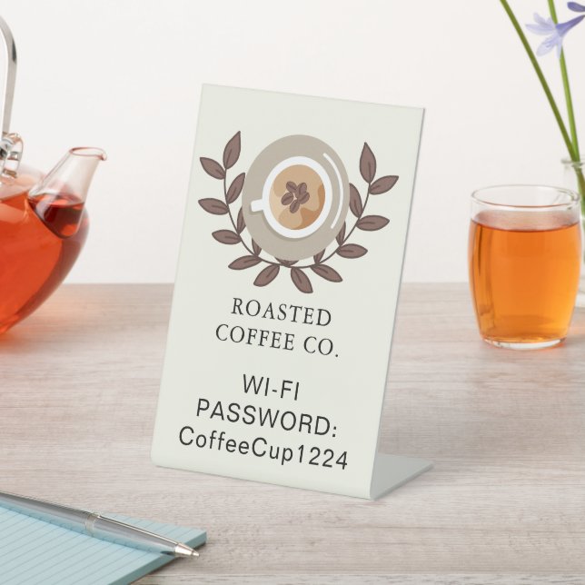 Coffee Shop Tabletop Pedestal Sign (In SItu)