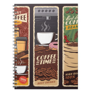 Coffee shop vintage vintage banners,  cafeteria an notebook