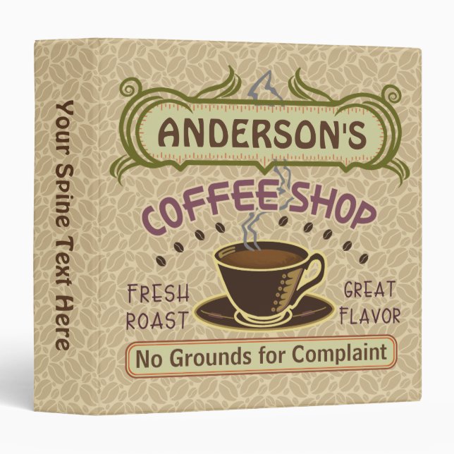 Coffee Shop with Cup Create Your Own Personalized Binder (Front/Spine)