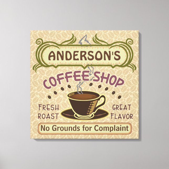 Coffee Shop with Cup Create Your Own Personalized Canvas Print (Front)