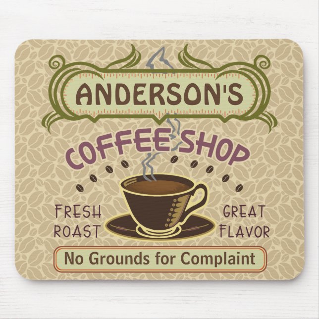 Coffee Shop with Cup Create Your Own Personalized Mouse Pad (Front)