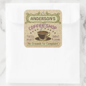 Coffee Shop with Cup Create Your Own Personalized Square Sticker (Bag)