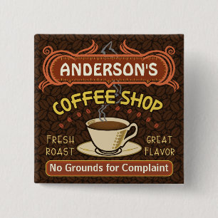 Coffee Shop with Mug Create Your Own Personalized 2 Inch Square Button