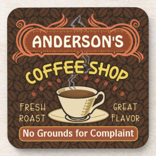 Coffee Shop with Mug Create Your Own Personalized Coaster