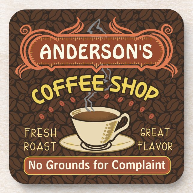 Coffee Shop with Mug Create Your Own Personalized Coaster (Front)