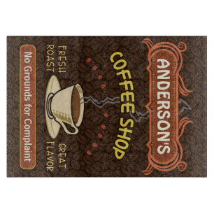 Coffee Shop with Mug Create Your Own Personalized Cutting Board