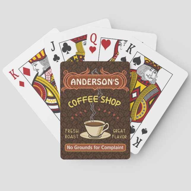 Coffee Shop with Mug Create Your Own Personalized Playing Cards (Back)