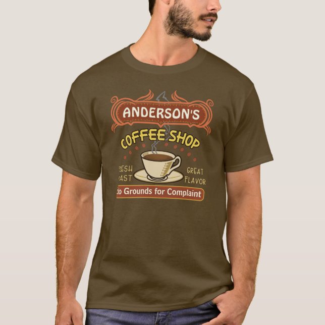 Coffee Shop with Mug Create Your Own Personalized T-Shirt (Front)