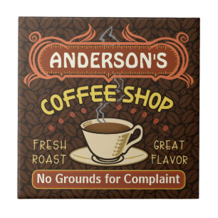Coffee Shop with Mug Create Your Own Personalized Tile