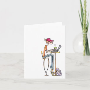 coffee shop woman notecard