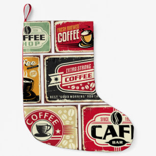 Coffee signs and labels collection. Retro and vint Small Christmas Stocking