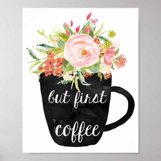 Coffee Signs For Kitchen, But First Coffee Sign (Front)