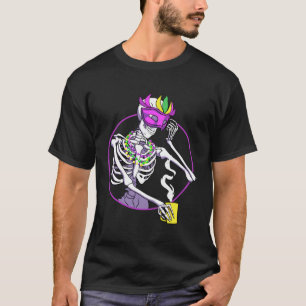 Coffee  Skeleton Mardi Gras Celebration T-Shirt