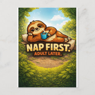 Coffee Sloth - Critter Kingdom Postcard