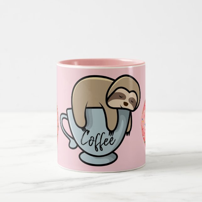 Coffee Sloth Two-Tone Coffee Mug (Center)