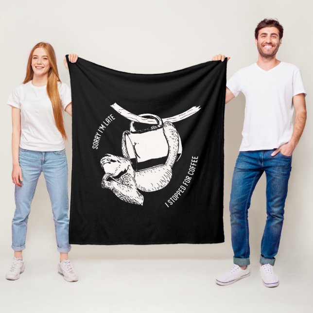 Coffee Sloth (white) Fleece Blanket (In Situ)