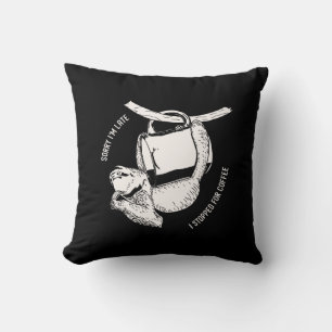 Coffee Sloth (white) Throw Pillow