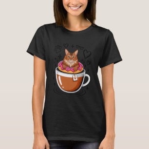 Coffee Somali Cat Doughnut T-Shirt