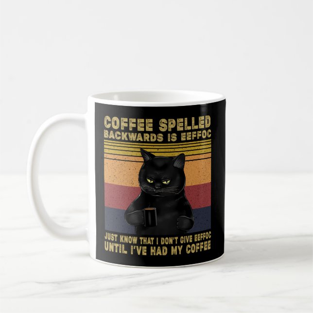 Coffee Spelled Backwards Is Eeffoc Cats Drink Coff Coffee Mug (Left)