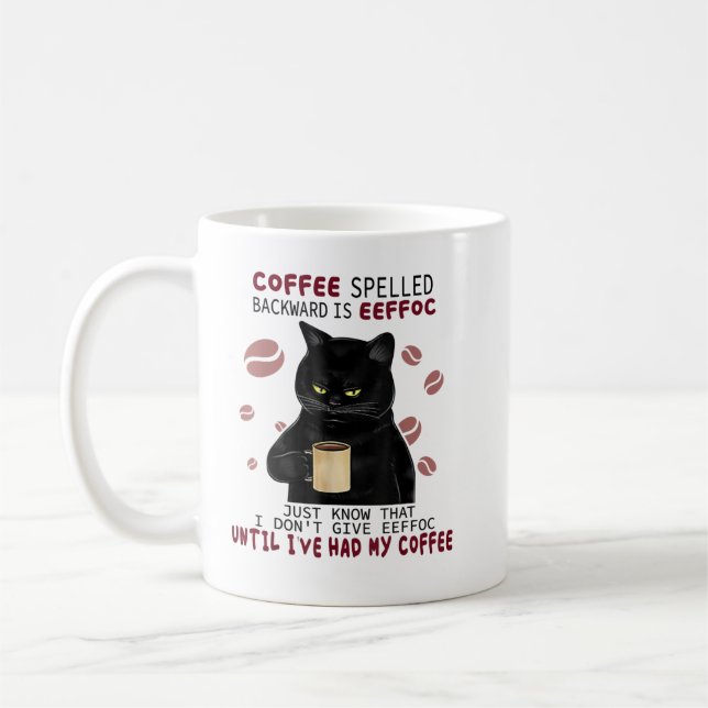 Coffee Spelled Backwards Is Eeffoc Funny Cats Drin Mug (Left)