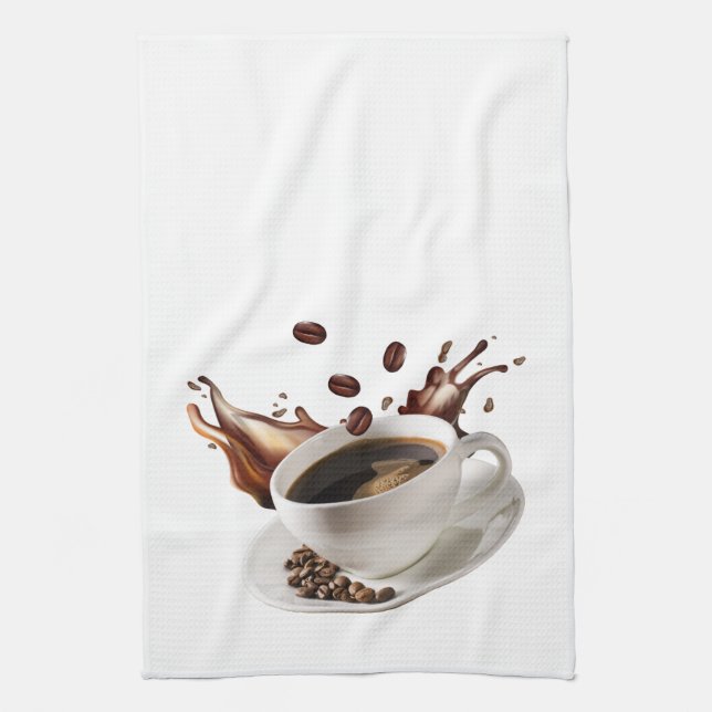 Coffee Splash Effect Kitchen Towel (Vertical)