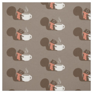 Coffee Squirrel Warm Winter Holiday Animal Art Fabric
