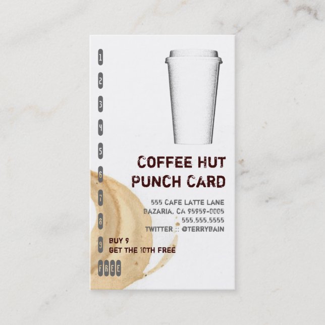 Coffee Stain and To Go Cup Drink Punch Card (Front)