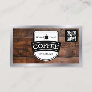 Coffee Stain Coffee Shop Barista Wood Background Business Card