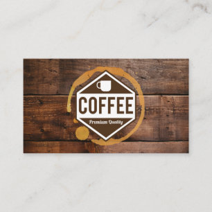 Coffee Stain Coffee Shop Barista Wood Trim Business Card