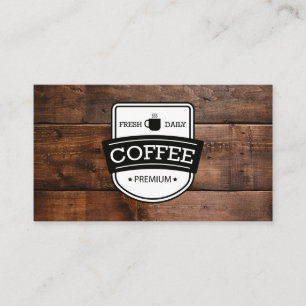 Coffee Stain Coffee Shop Barista Wood Trim Business Card