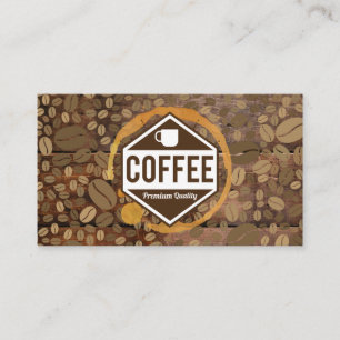 Coffee Stain Coffee Shop Barista Wood Trim Business Card