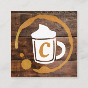 Coffee Stain Coffee Shop Barista Wood Trim Square Business Card