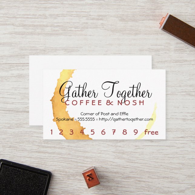 Coffee Stain Gather Punch / Loyalty Card (Front/Back In Situ)