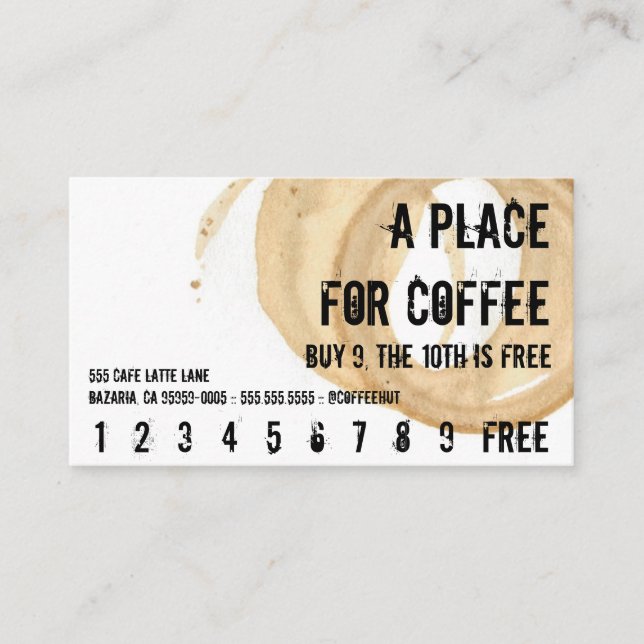 Coffee Stain Logo Drink Punch Rough Loyalty Card (Front)